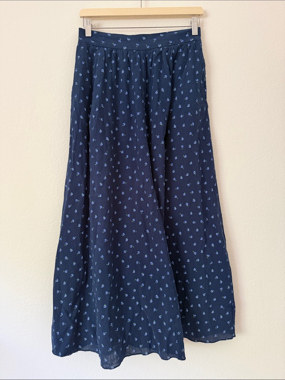 Madewell Ditzy Floral Maxi Skirt Size Small S Navy Blue Prairie Cottagecore Cute